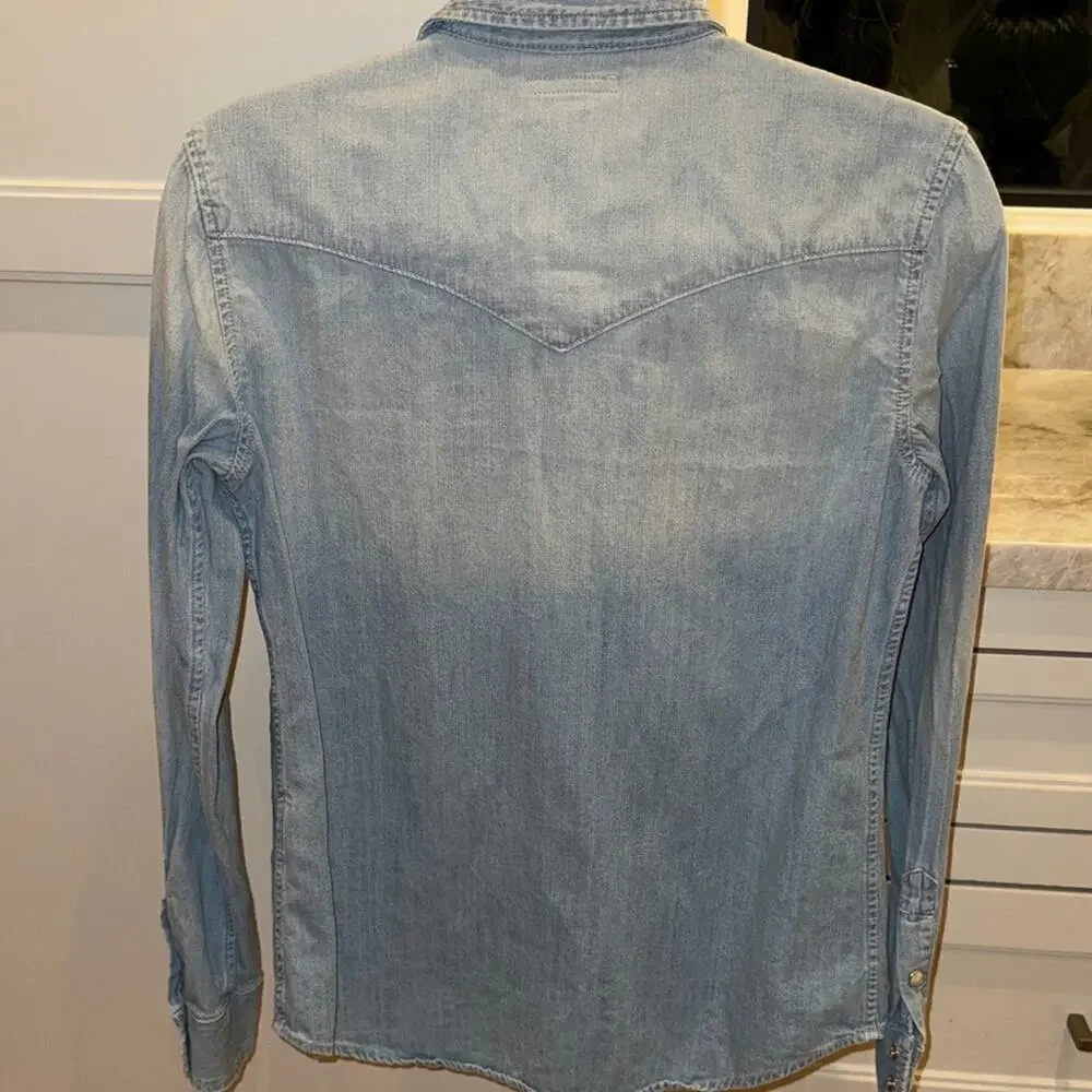 MOTHER The All My Exes Embroidered Denim Shirt Love in an English Garden Small - Picture 8 of 9